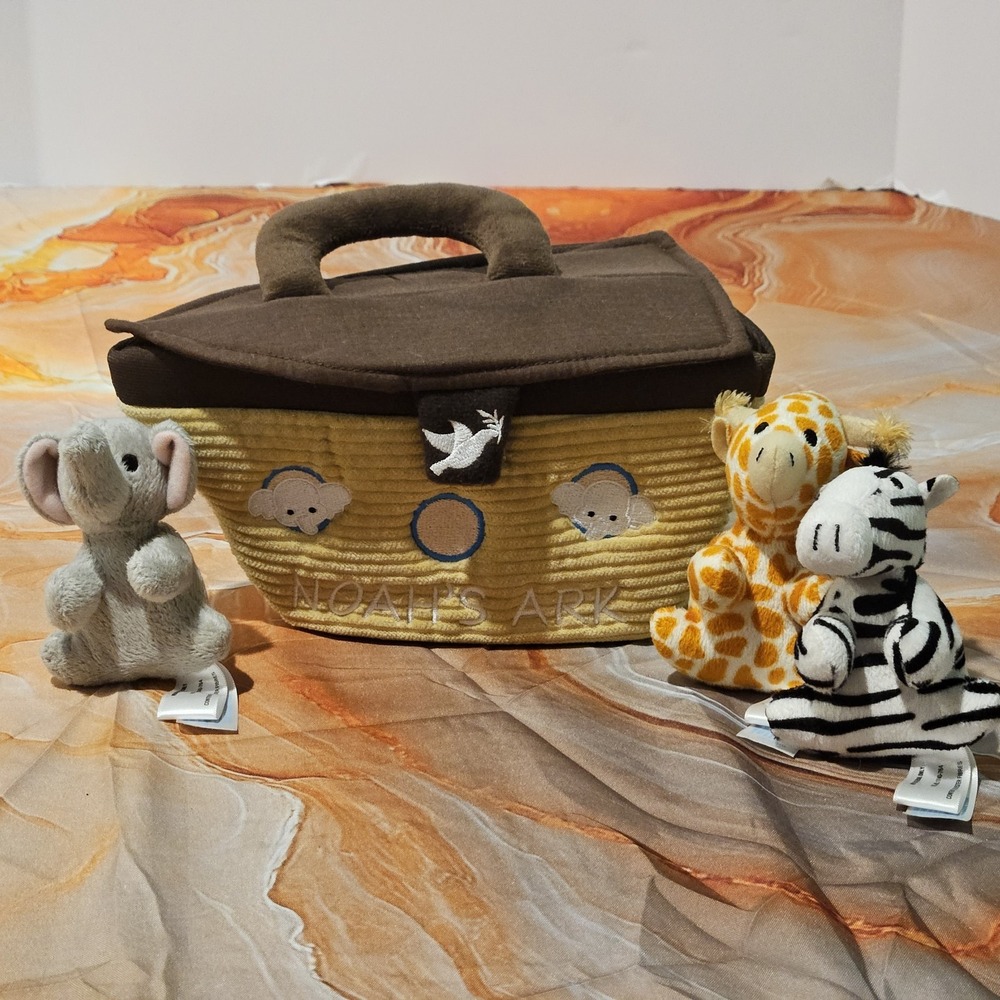 Ebba Noah's Ark Plush Playset Elephant Giraffe Zebra Baby Sensory Toy